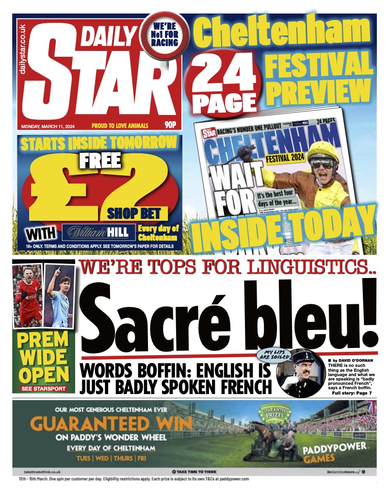 Monday's Daily Star Front Page - Sacré bleu!