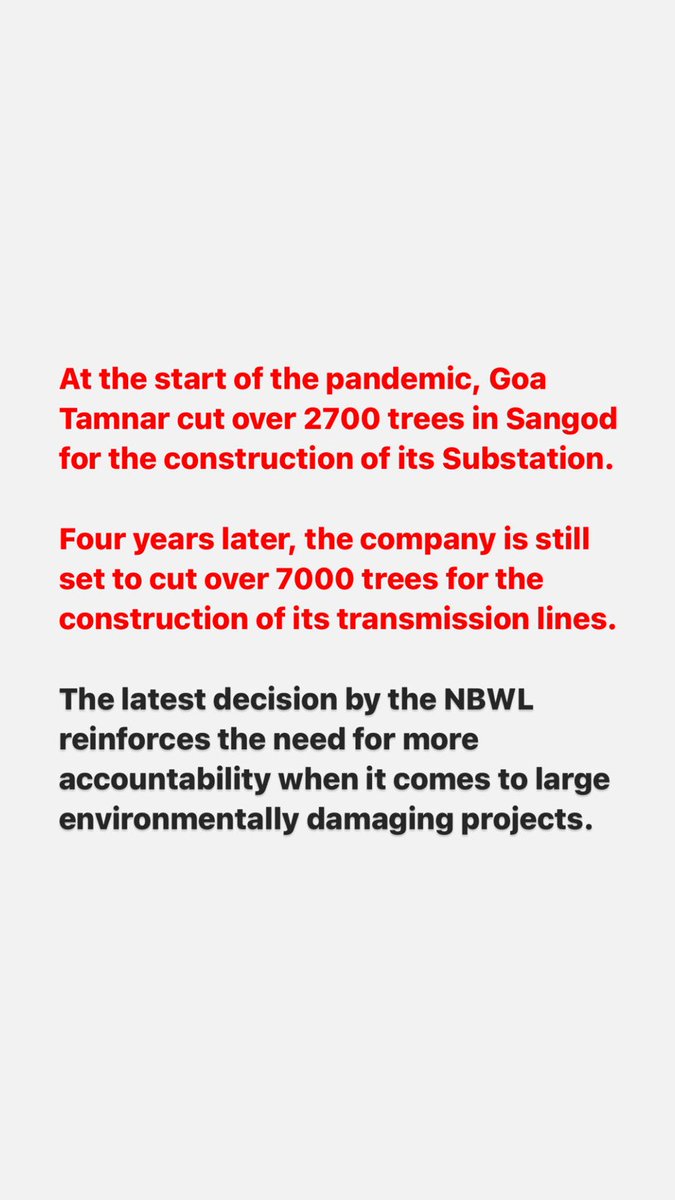 🚨 TRANSMISSION LINE UPDATE 🚨
National Board for Wildlife delays permission ⚠️
Goa Tamnar, Goa is watching you 👁️ 👁️ 👁️
#SaveGoa #SaveMollem #AmcheMollem