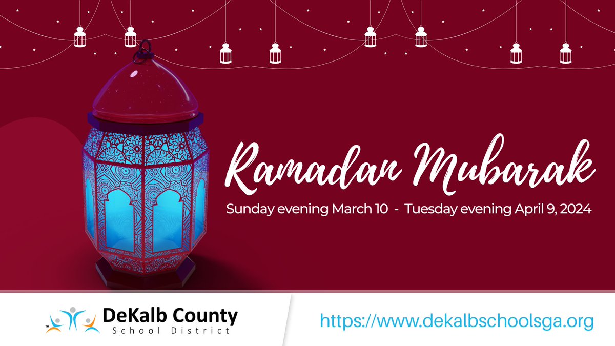 Happy Ramadan to all #DCSD families observing this time of reflection, community, and faith.

☪️ Sunday, March 10 - Tuesday, April 9, 2024