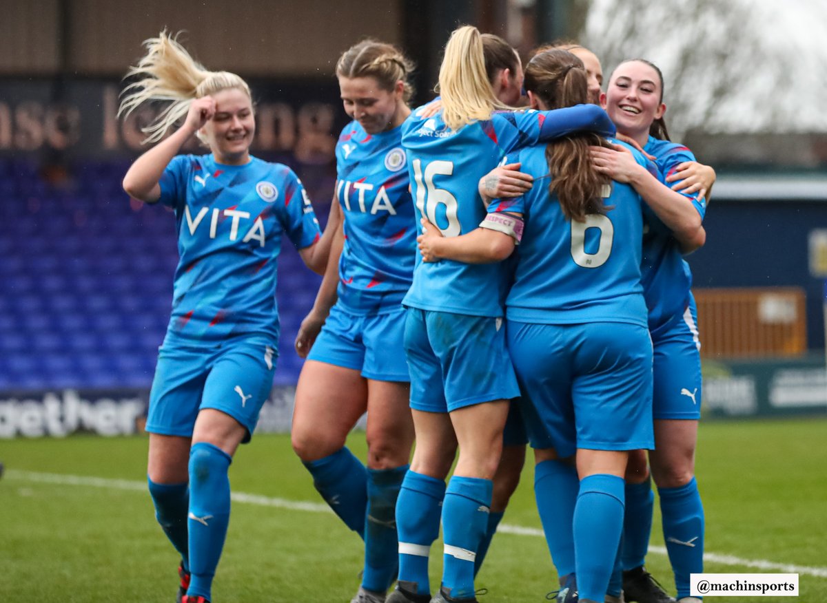 MachinSports's tweet photo. Match photos at https://t.co/y83KfG3ag1 from a superb 3-0 win for @SCLadiesFC v @FCUnitedWomen at Edgeley Park. Congratulations ladies & management on the win & a record attendance of 737. Please RT @SCLadiesFC #stockportcountylfc #StockportCounty @FAWNL #FAWNL #ladiesfootball https://t.co/1auHNDr0x5