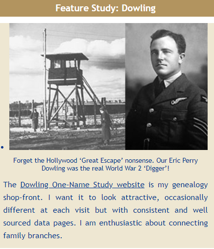The Dowling one-name study is the latest study to be featured on our home page. If you have any connections with this surname our Guild member Brian Dowling would be delighted to hear from you. one-name.org #SurnameStudies #OneNameStudies #Genealogy