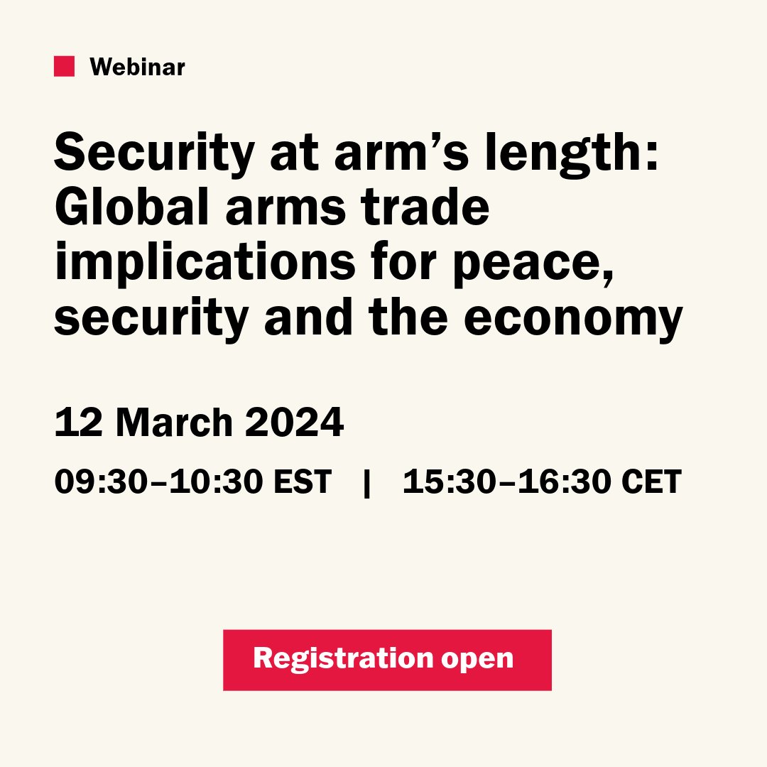 Join SIPRI and <a href="/StimsonCenter/">Stimson Center</a> for an in-depth examination on the latest trends in international arms transfers. Register now️ ➡️ bit.ly/3v6RXdo

🗓️12 March 2024
⏰15:30-16:30 CET