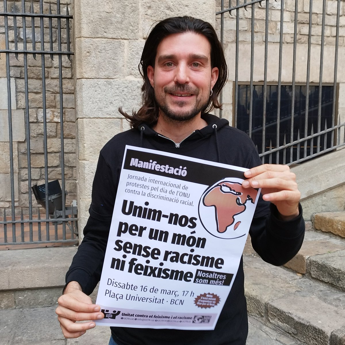 El periodista <a href="/dvdbou/">David Bou</a> fa crida per la mani #16M · 
Unim-nos per un món sense el racisme ni el feixisme #WorldAgainstRacism

Ds 16 de març, 17h
Pl. Universitat, BCN

+info: ucfr.cat/2024/02/15/man…

#ProuRacisme #PEMAmata #RegularizacionYa
#StopDeportaciones #FeixismeMaiMés #CIEsNO