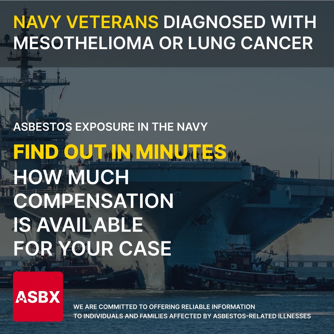 asbxorg's tweet photo. 🇺🇸 #NavyVeterans diagnosed with #Mesothelioma or #LungCancer

Get the support you need. Estimate #compensation amounts &amp; explore legal options for your #AsbestosRelatedDisease with the Veterans Asbestos Exposure Claims Calculator👇
https://t.co/YnE9Cuyoia

#Navy #Asbestos https://t.co/GAIZbWWqm2