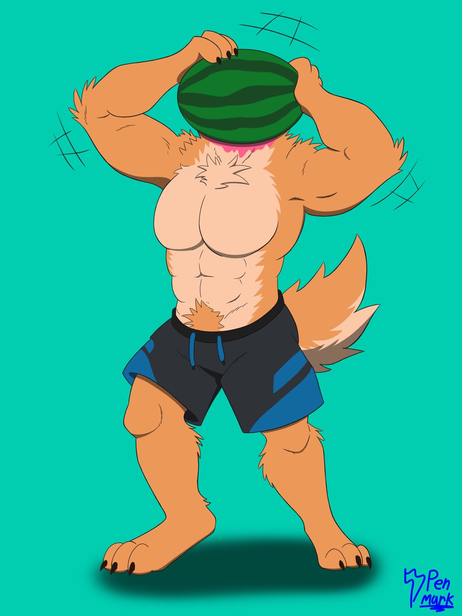 Penmark23's tweet photo. Melon head
This was a picture done for @NoSafe4Doggo of a wolf character who got his head stuck in a watermelon
#watermelon #headstuck #stuck #wolf #furry #mussels #dog https://t.co/mesXdyLxPV
