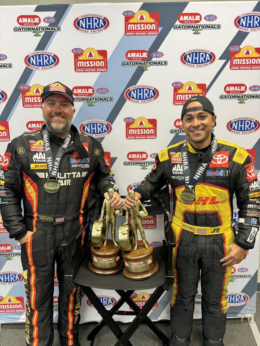 Make that a double! 🏆 🏆 Our #Revchem teams had an outstanding day, with @ShawnLangdon333 securing the Top Fuel Wally, and @JRTodd373 claiming victory in the Nitro Funny Car class at the #GatorNats.