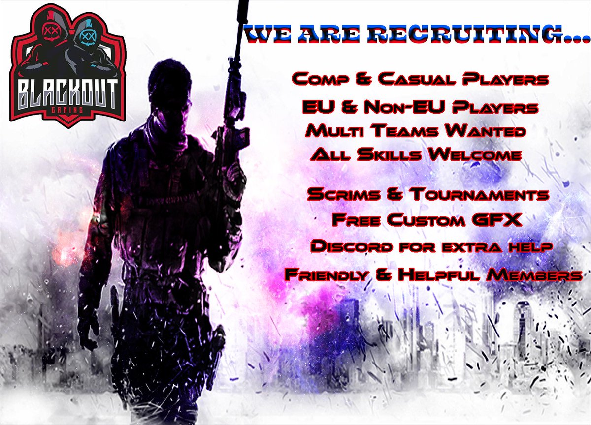 BLAgaming_'s tweet photo. We are now Recruiting new players now if you are interested drop us a message All ranked divisions are welcome and All challengers Players wanted for comp teams #CallofDuty #challengers #Trending #TrendingNow #mw3rankedplay #CDL2024 #gamingorg https://t.co/CHWPoKeoMq
