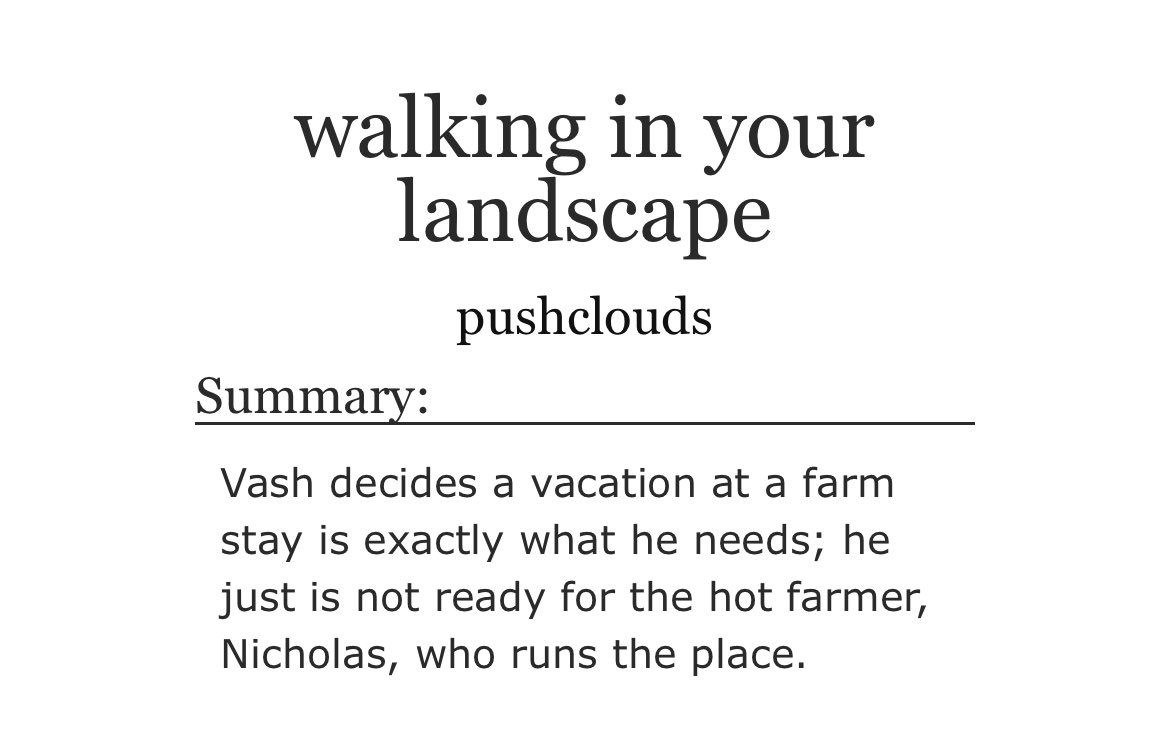 walking in your landscape 🐮 
#vashwood. 4k. t. modern au. written for <a href="/makersdozenzine/">Maker's Dozen: A Vash Fanzine 🍩 Available Now!!</a> with art by <a href="/gabapple/">Gabapple 🌸</a> !!
🔗 archiveofourown.org/works/54387217