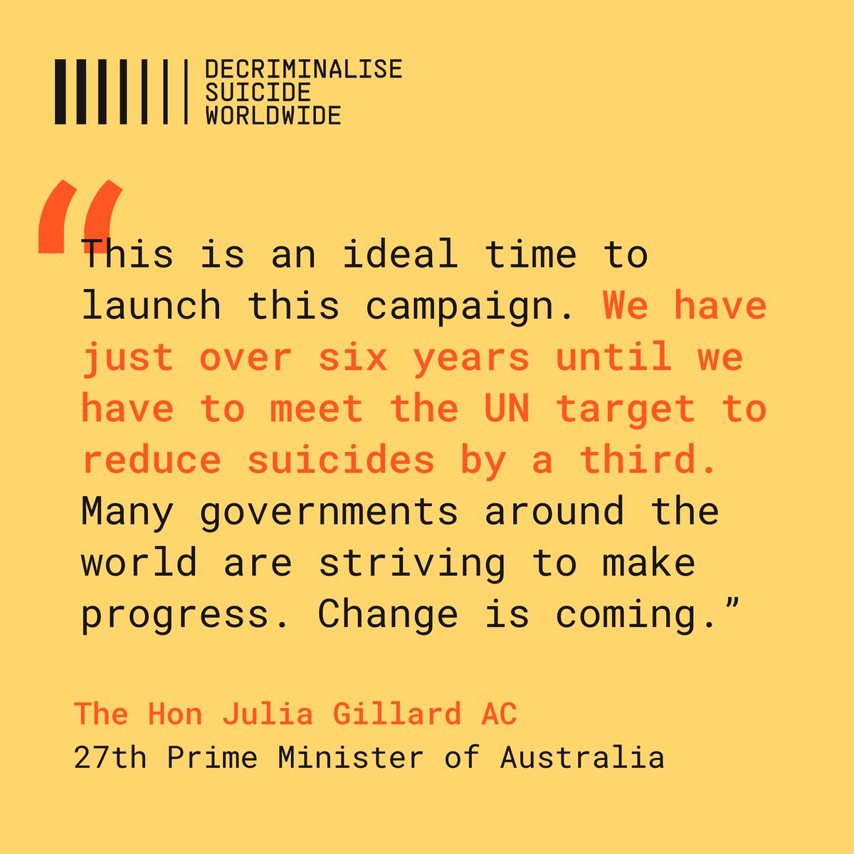 With only 6 years to achieve the UN’s Sustainable Development Goals, the need to decriminalise suicide is pressing. Yet “Change is coming!” Find out more at 25crime.org

#decriminalisesuicideworldwide
#25crimes
#suicidedecrim