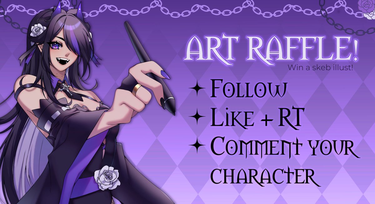 💜STREAM ANNIVERSARY RAFFLE💜
✦ Prize: Cool skeb illust ( •̀ ω •́ )✧
✦ To enter:  
— Follow  
— Like + RT (No QRT)  
— Drop your ref!
✦ Ends on April 1st
Good luck!! 

#artraffle #Vtuber