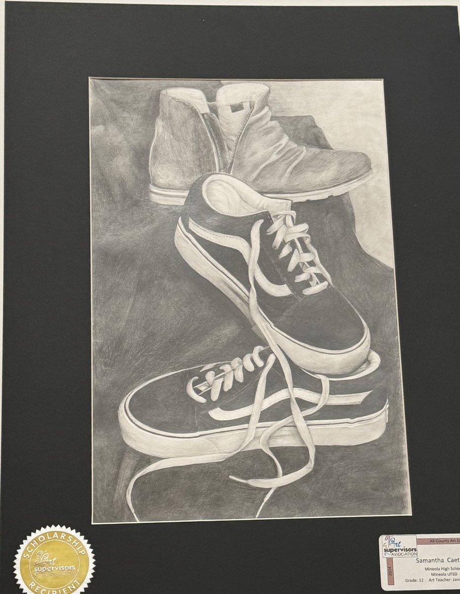 A huge congratulations to our All- County Artists,Peyton Tighe,Jason Shevlin, &amp; Senior Scholarship Recipient, Samantha Caetano! I am so #Mineolaproud of you all and your wonderful &amp; creative accomplishments! Keep Creating! <a href="/MineolaFineArts/">MineolaFineArts</a> <a href="/mineolahs/">Mineola High School</a>