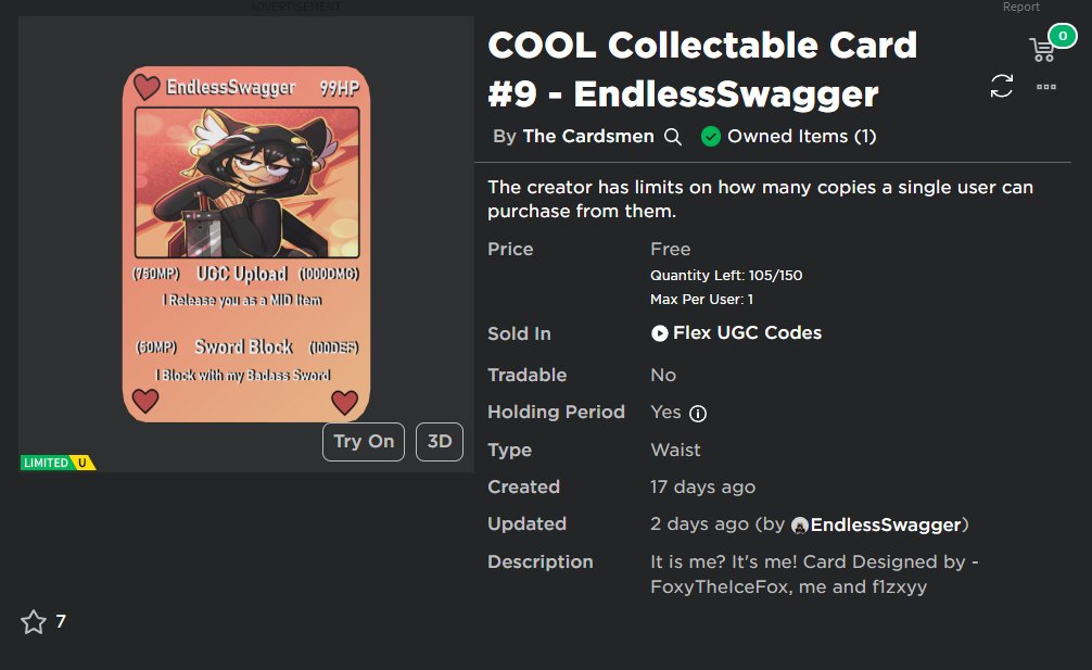 ThatNekoGal's tweet photo. The card.. or something has gone back in time to Stop Denji. Go Capture IT!
Code: OldSchoolChainsaw (20 uses)
Badges needed:
https://t.co/mInHUpoxTN
https://t.co/hvoWvyGvsz
Must be in: https://t.co/PVmkaqpk1D
Redeem at:https://t.co/pHjN94YNPz
#Roblox #RobloxUGC #LimitedFree https://t.co/7ZQhHQKRXS