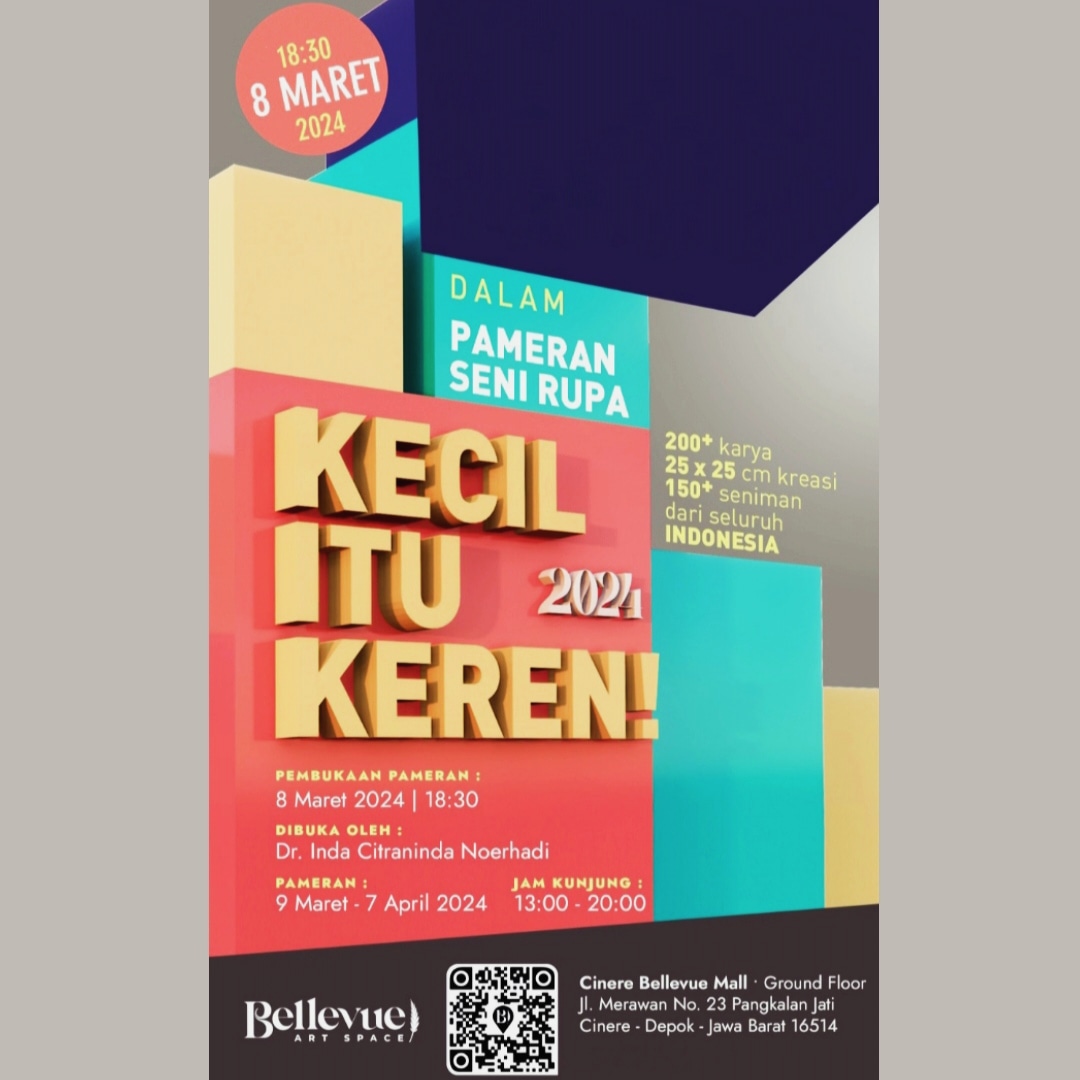 ms_untung's tweet photo. Pameran Seni Rupa 'Kecil Itu Keren 2024' Karya 25 x 25 Cm di Bellevue Art Space - Cinere. 
Pameran dibuka oleh Ibu Dr. Inda Citraninda Noerhadi. 
Pameran berlangsung dari Tgl. 8 Maret - 7 April 2024.
200 an Karya 176 Perupa dari berbagai wilayah Indonesia dan juga dari Malaysia. https://t.co/2GCHebZjbY