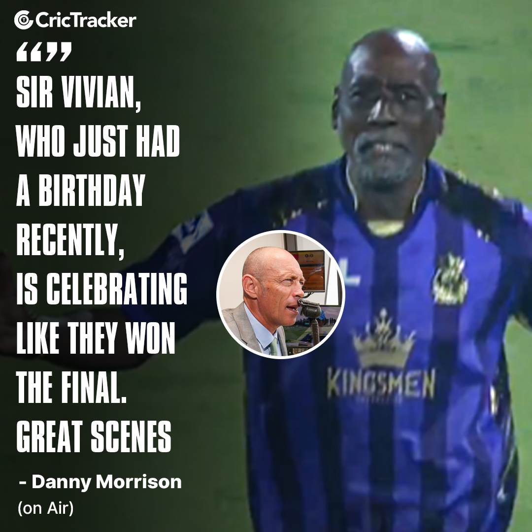 Crazy scenes in PSL 2024.

72-year-old Sir Viv Richards ran onto the pitch to celebrate Quetta Gladiators' victory against Lahore Qalandars.

📸: Fan Code

#PSL2024