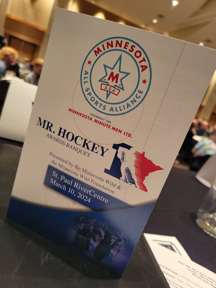 Honored to speak at the Mr. Hockey Awards Banquet on behalf of <a href="/TheNCHC/">The NCHC</a>.  Congratulations to all nominees. Excited to watch a number of them play for NCHC schools. <a href="/mnwild/">Minnesota Wild</a>