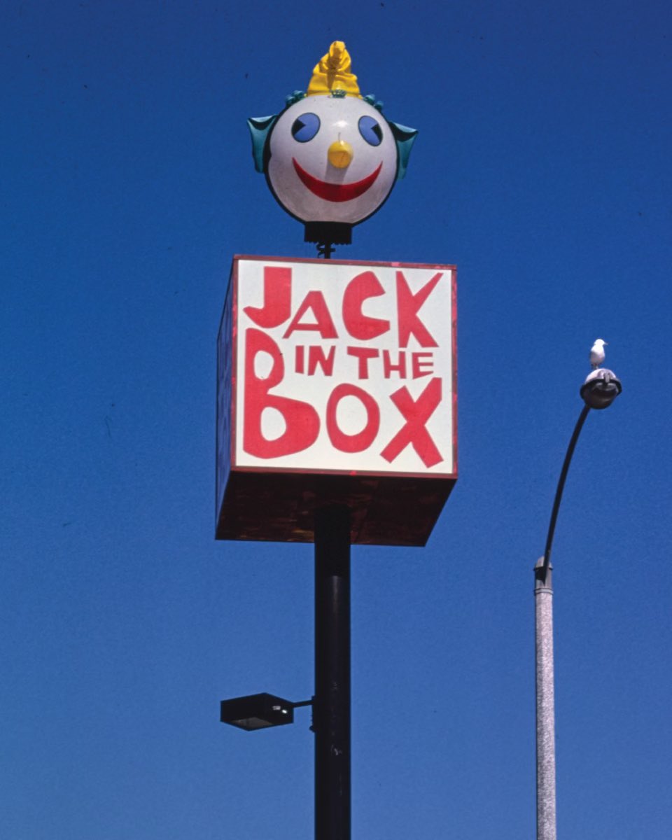 ジャック　USAストリート看板 A Jack in the Box sign in Santa Monica in 1977 (now gone