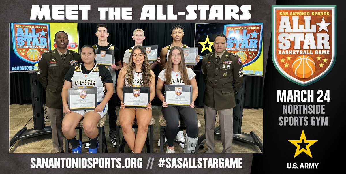 Watch @InstantReplaySA tonite at 11 PM & meet @SomersetAth1 Zoey Antopia, @Navarro_HS @sjkramer711, @CL_Hawks @sofiageorge_, @CLHawksBball @MarioAguilarTre, @DavenportHoops Carson Bloess & @FTBuffsMBKB @nas2307489936 who were selected to play for Team Gold in the #SASAllStarGame