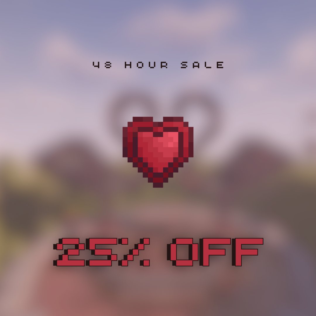 AstroCometMC's tweet photo. Surprise! We have a sale for 25% off our Hurt Hearts Relics (Valentines 2024 launch)🥀

💌This sale will last for 48 hours from posting!

Take advantage of the sale here: https://t.co/E7BXt44Ydw

 💫 https://t.co/xHToaJgic1

#AstroComet #minecraft https://t.co/GnqzIgMBBG