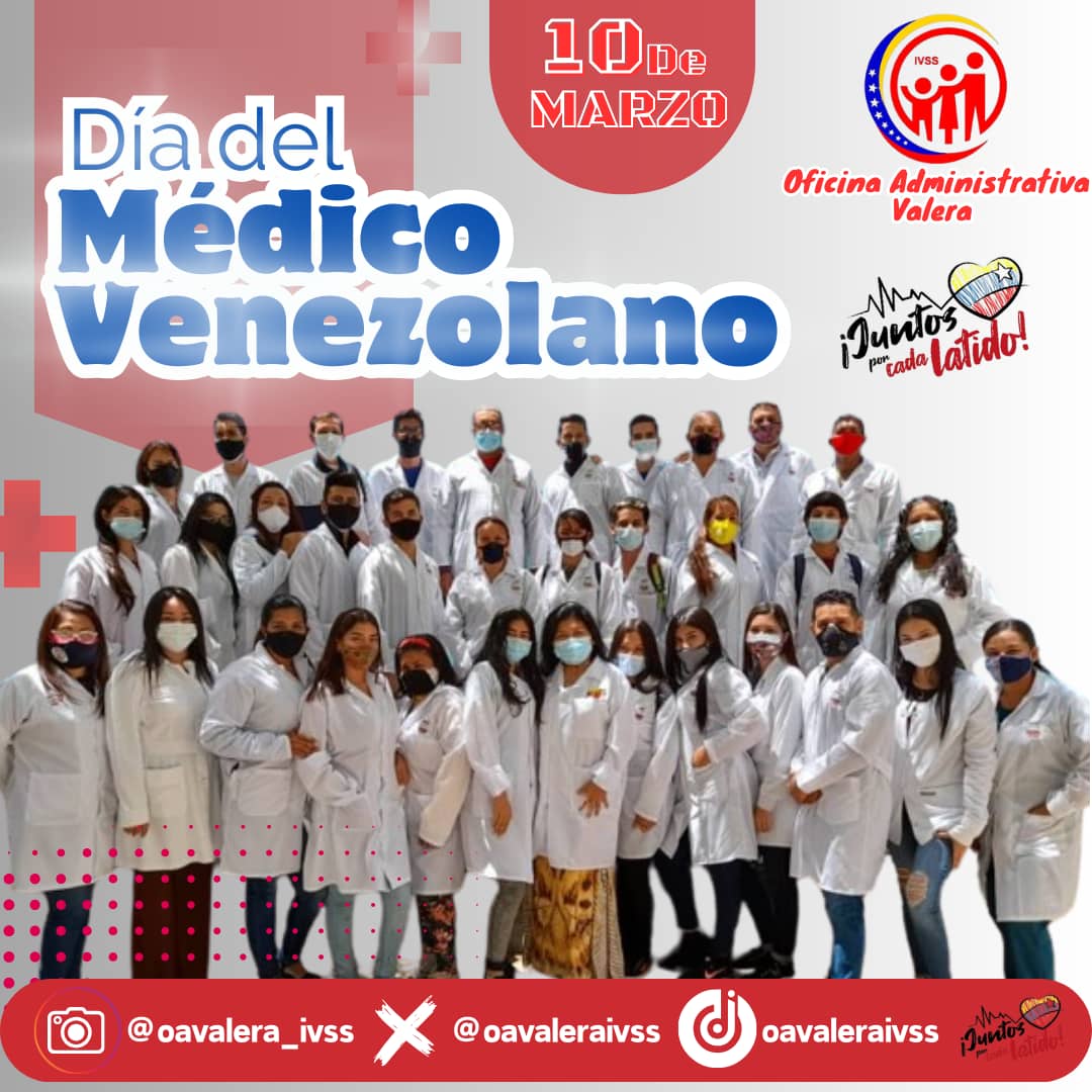 #10Mar | Desde la <a href="/oavaleraivss/">Ofic Adm Valera IVSS</a> queremos felicitar a todos los profesionales de la Salud que día a día dedican su tiempo y esfuerzo para velar por la población venezolana.
¡Gracias por su valiosa labor y compromiso! 🇻🇪⚕️ #PorUnSeguroMásSocial 
<a href="/NicolasMaduro/">Nicolás Maduro</a>
<a href="/MagaGutierrezV/">Magaly Gutiérrez Viña</a>