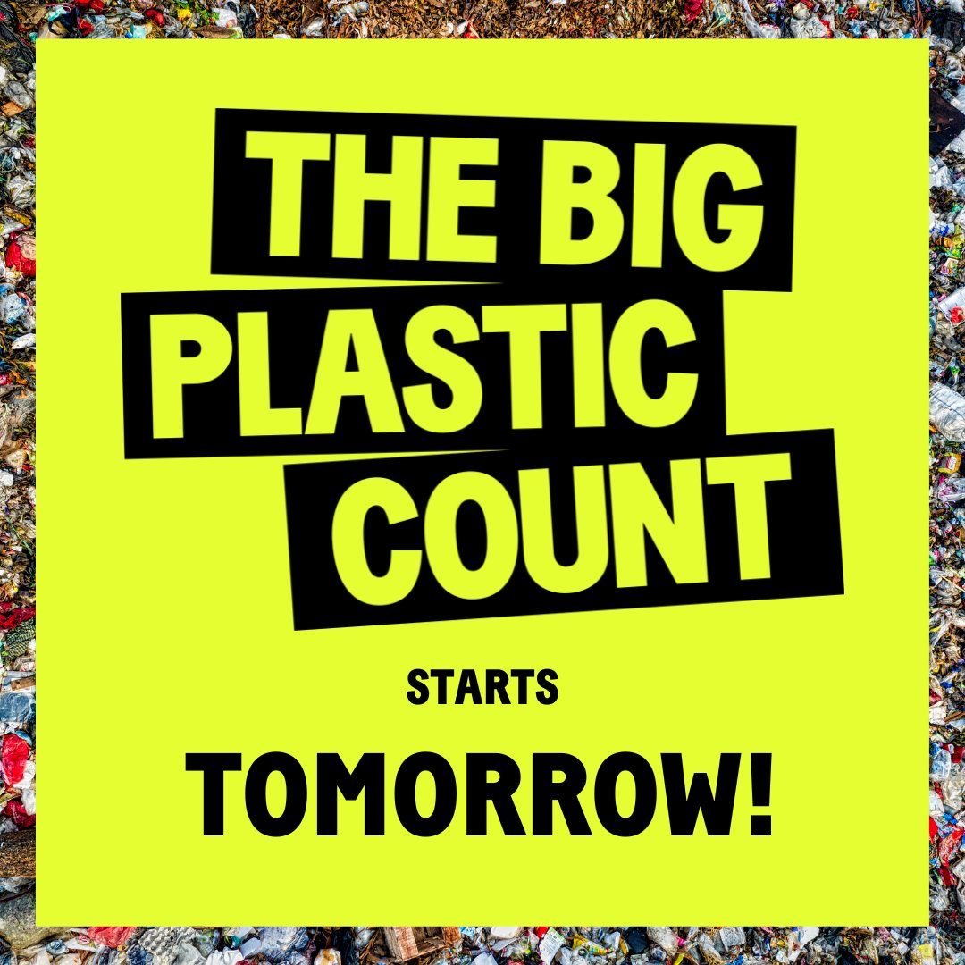 The Big Plastic Count kicks off tomorrow! Up and down the country, households, schools, community groups, and businesses will be tracking how much plastic they throw away. Not signed up? This is your last chance! Sign up at act.gp/49wF3nv @GreenpeaceUK #BigPlasticCount