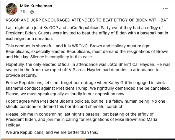 From the Facebook page of the former chair of the #Kansas Republican Party on an event by the JoCo GOP featuring Ted Nugent