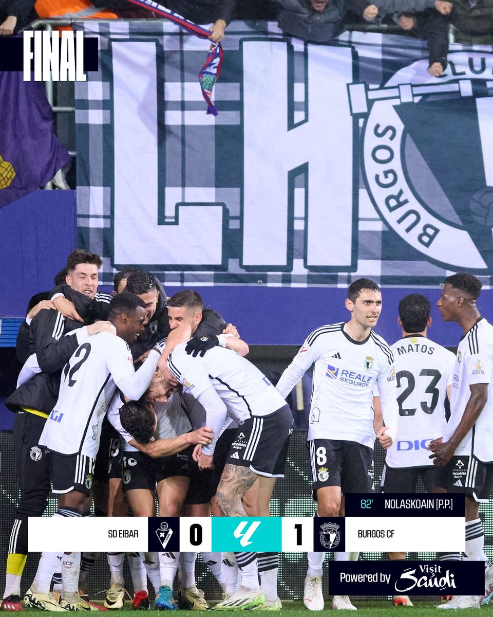 LaLiga2's tweet photo. FINAL #EibarBurgosCF 0-1

✅ ¡El @Burgos_CF se lleva los tres puntos de Ipurúa!

#ResultsByVisitSaudi | #LALIGAHYPERMOTION https://t.co/b9vsZhQ7zY