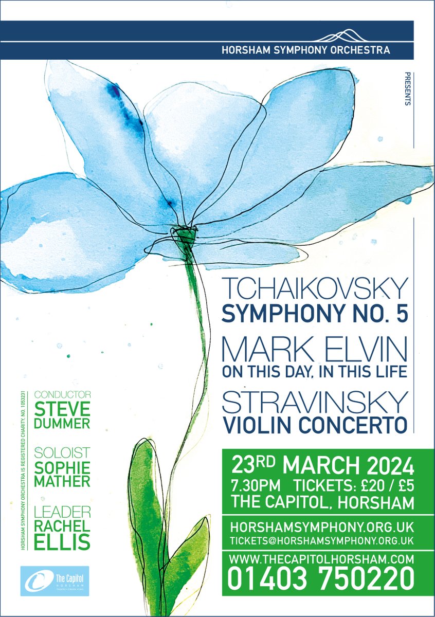 We're excited to be back at <a href="/CapitolHorsham/">The Capitol Horsham</a>  #Horsham on 23 March for a brilliant programme featuring Mark Elvin's On This Day, In This Life, Stravinsky's Violin Concerto with Sophie Mather &amp; Tchaikovsky's 5th Symphony! <a href="/VisitHorsham/">Visit Horsham</a>  <a href="/wscountytimes/">West Sussex County Times</a>  thecapitolhorsham.com/.../horsham...…