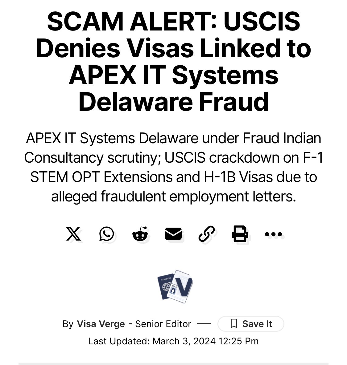 An Indian IT bodyshop based out of Delaware was charging a $200 fee to help international students from India secure phony employment letters so they could qualify for STEM-OPT work permits (3yr work authorization program). This is your LEGAL immigration in a nutshell.