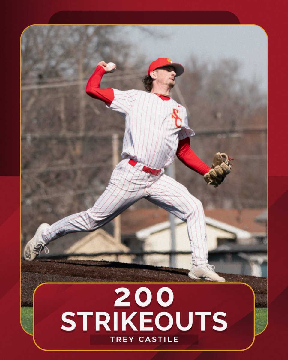 With a career-high 11 strikeouts in today's first shutout win over Saint Joseph's, senior Trey Castile surpassed 200 in his career!

He's the second player in <a href="/StormBaseballSC/">Simpson Baseball</a> history to reach the milestone, joining Brady Held. 

#rollriversBSB #d3baseball