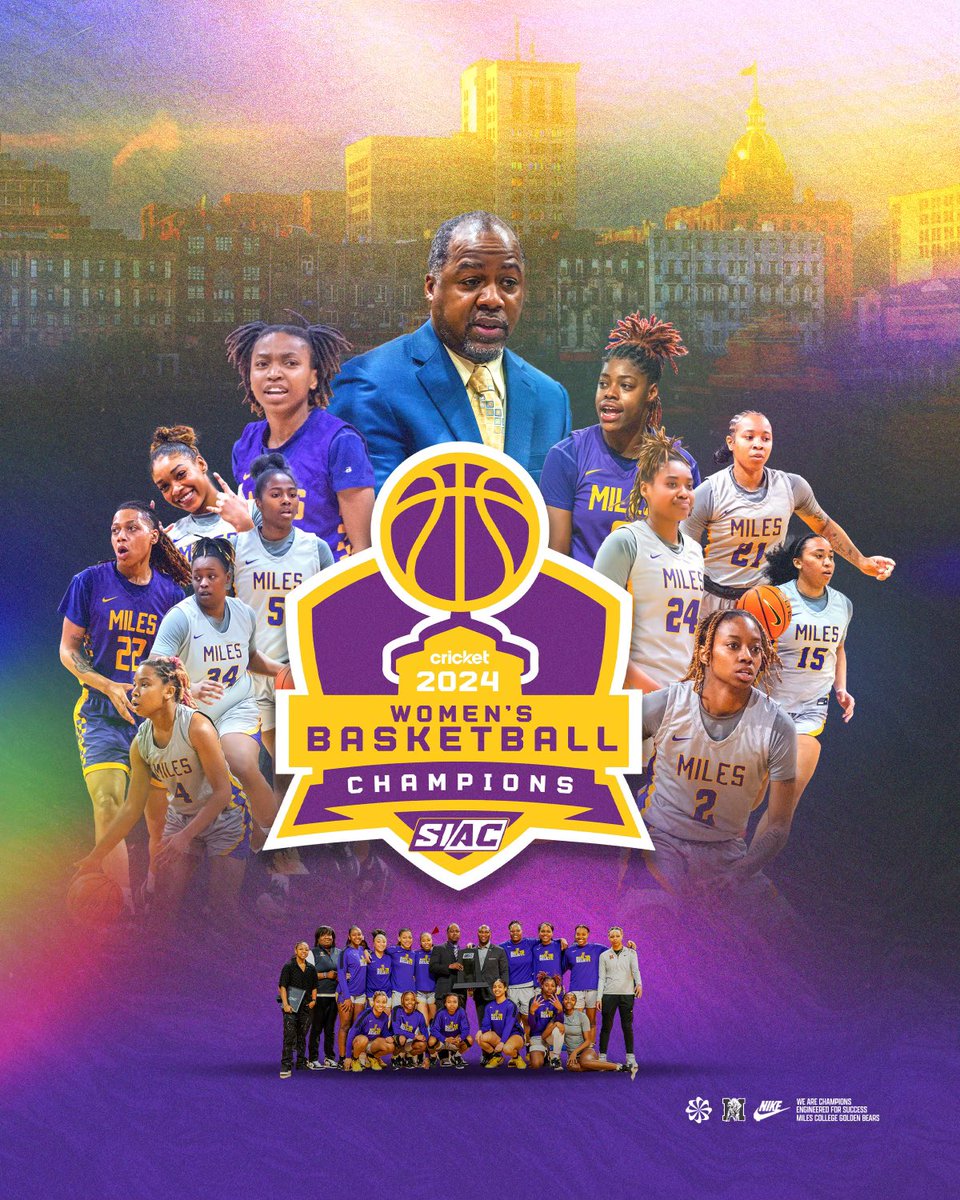 Congratulations to the Miles College Women’s Basketball Team on their SIAC Championship win! You all played a phenomenal season and earned this accomplishment. This is the FIRST SIAC women’s basketball title in program history. Job well done Lady Bears and Coach Pete Asmond! 💛💜