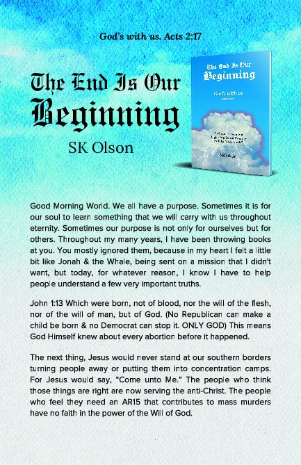 The End Is Our Beginning by SK Olson will be at the London Book Fair