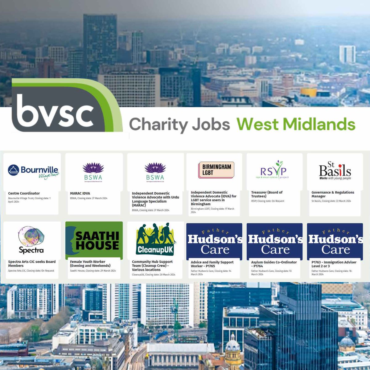 Find all the latest #charityjobs on the BVSC Charity Jobs West Midlands website. bvsc.org/bvsc-charity-j…