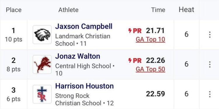 JasonJonesLives's tweet photo. When ur an announcer and you can feel a record could be broken u keep your words 2 a minimum &amp; let the athletes performance speak. 
#announcer 
28 year old record @Landmark_LCS beaten and a top 10 GA time this year.
@JaxsonC2025 is Fast!
@Longshoe @MikeConti929 @sportsandra https://t.co/WLE4YT36UX