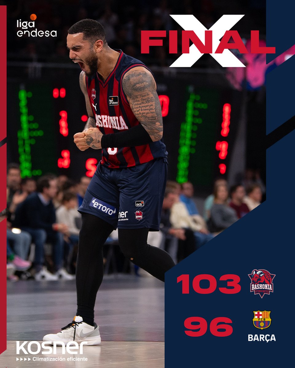 ¡QUÉ PARTIDO! 🔝
LA VICTORIA SE QUEDA EN BUESA 🔵🔴🫡

Nos imponemos al <a href="/FCBbasket/">Barça Basket</a> para sumar la número 1⃣3⃣ 🔥🔥🔥

#GoazenBaskonia