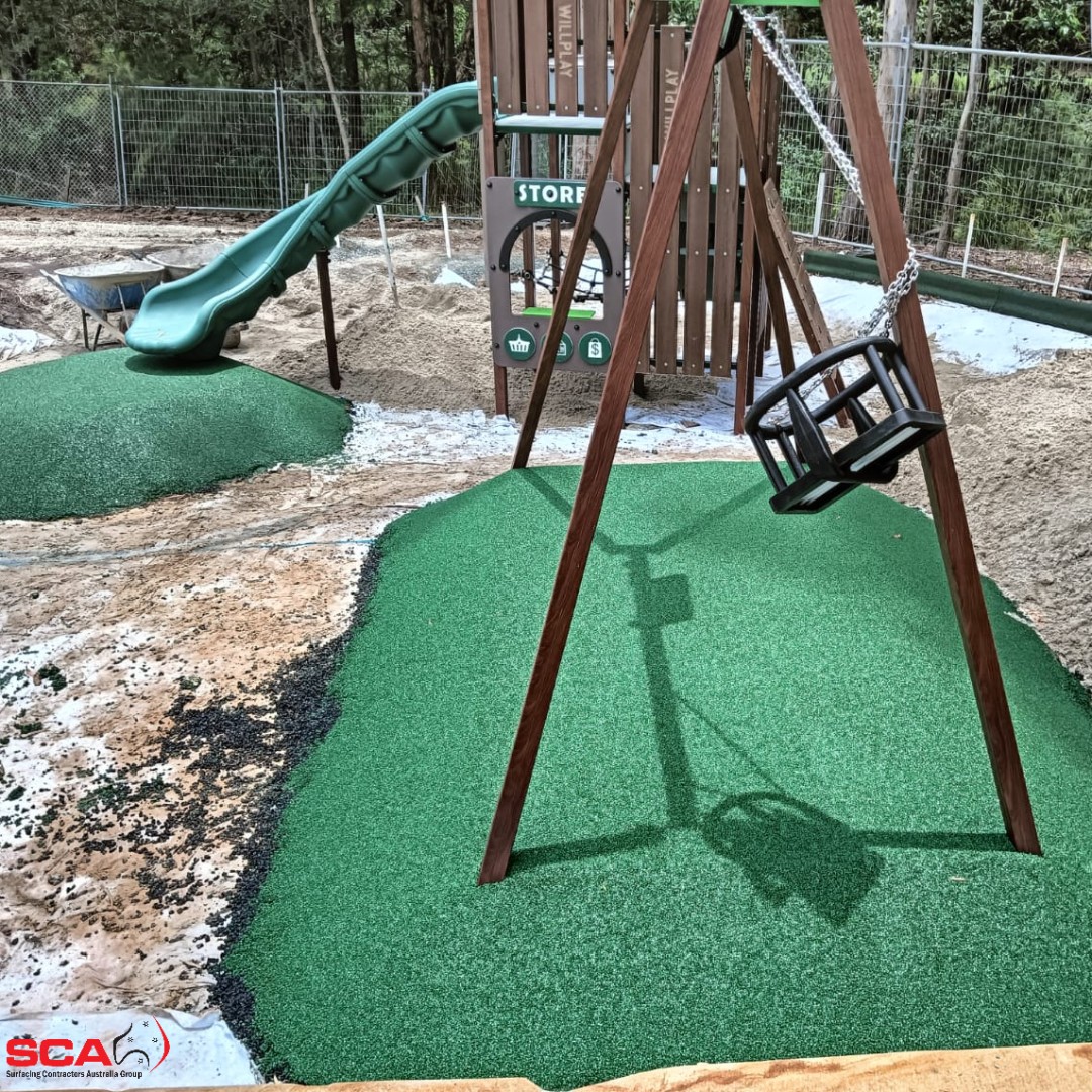 Surfcongroup's tweet photo. Lorikeet Drive Park has been freshly completed for the #redlandcouncil community. Our #QLD team installed the new #rubbersafetysurfacing for this #playspace using PlayKote Precoat granules in Nature.

#playandlearn #playground #rubbersoftfall #wetpourrubber #safetysurfacing https://t.co/9f1CPY6Nh1
