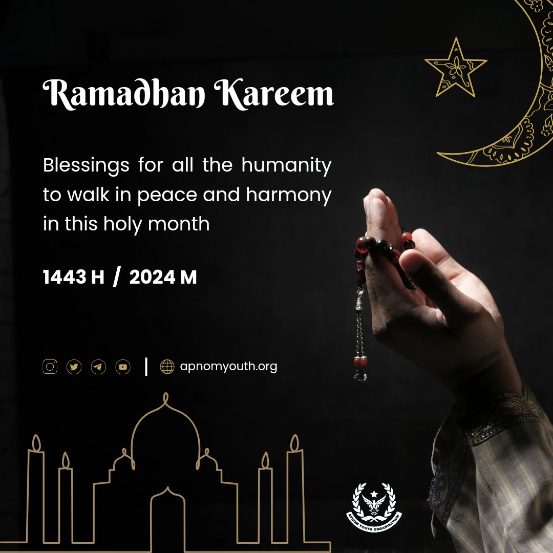 Wishing you a blessed Ramadhan filled with peace, reflection, and unity. From Apnom Youth Organisation, may this month bring you spiritual growth and joy.