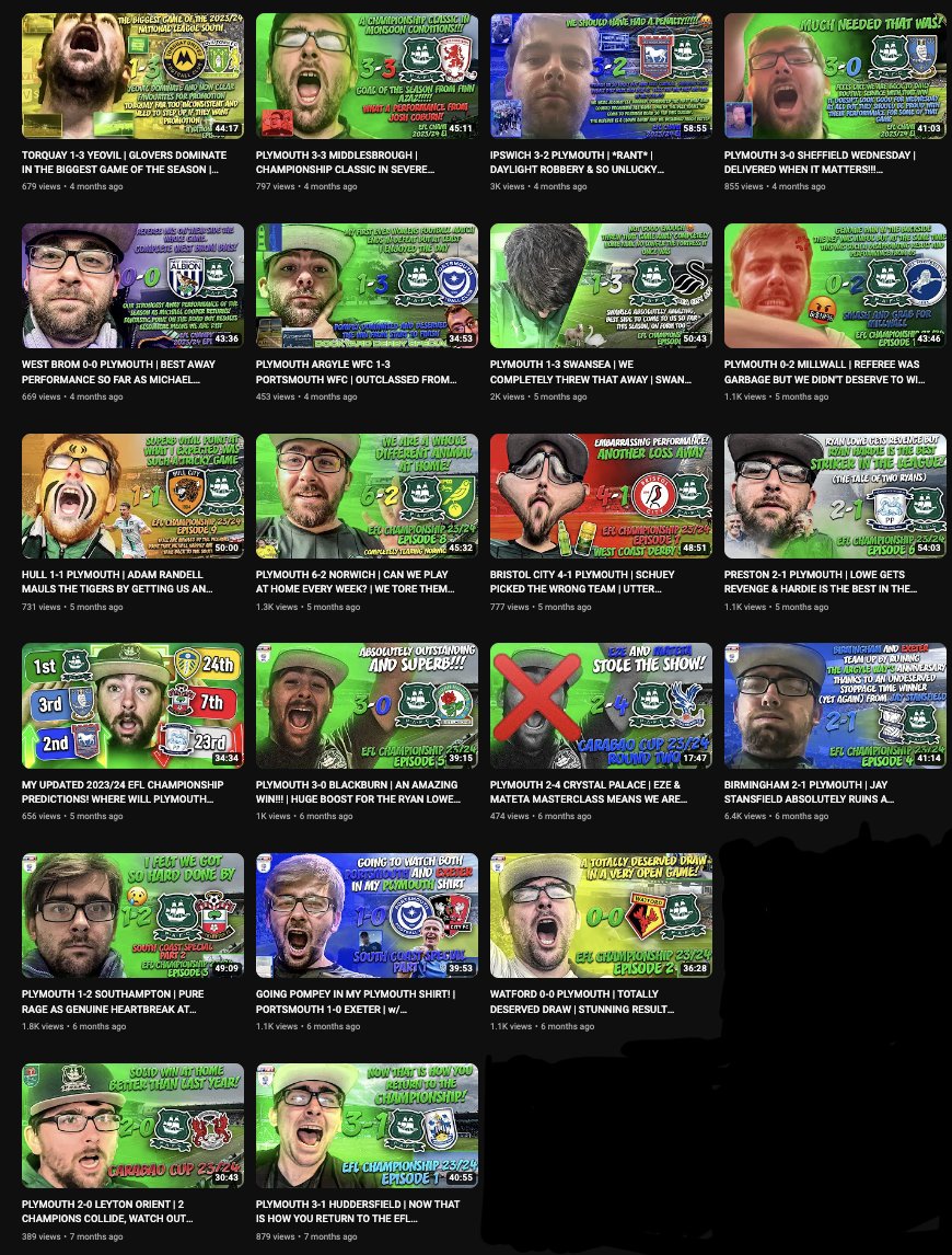 Almost a year and half ago now that I started doing thumbnails for @CornishArgyle and the progress in my work increases every time I do these thumbnails, so happy to be someones main graphic designer, and so happy to be a main part of your amazing growth on Youtube. #pafc