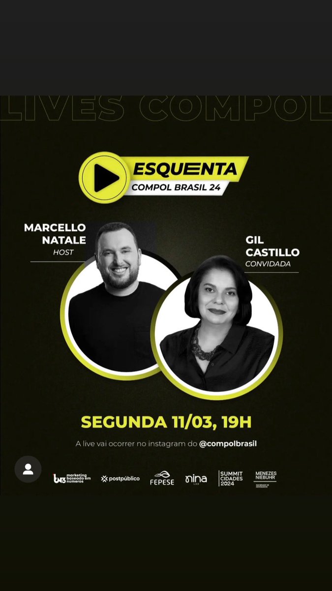 Amanhã a gente tem um encontro marcado, às 19h, hein? 
Não percam o nosso bate-papo. Obrigada, Marcello Natale e Compol Brasil pelo convite! Pelo Instagram @compolbrasil
