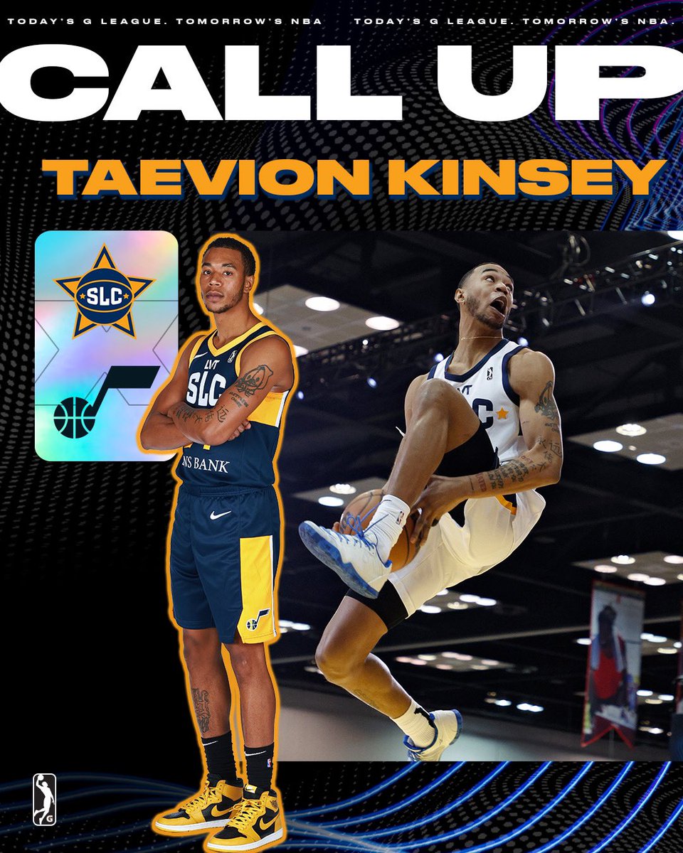 nbagleague's tweet photo. MAJOR congrats to @slcstars standout Taevion Kinsey on securing a 10-Day contract with the @utahjazz, the 66th #NBACallUp of the year! 🔥 https://t.co/zQ4W6ppTRz