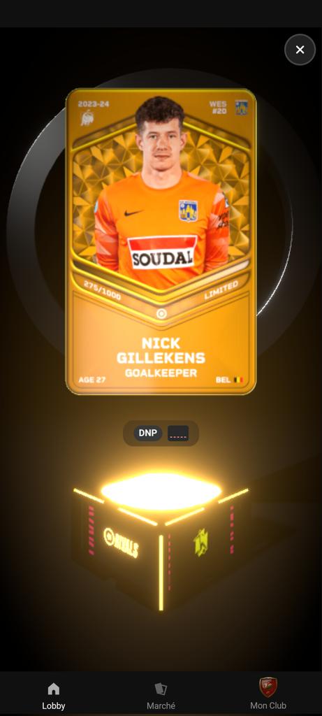 Première carte gagné en #rival !! Un GK dnp mais on prend quand même !! <a href="/Sorare/">Sorare</a> #Sorare