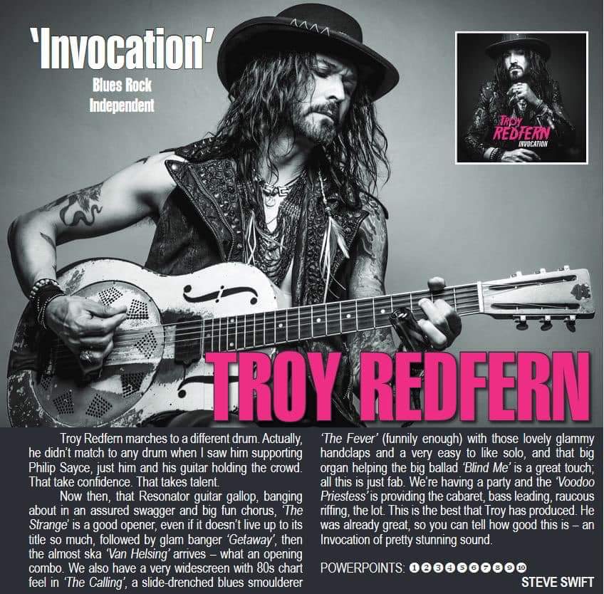 The first full album review is in 10/10 from Powerplay Rock and Metal Magazine!!💥 After all of the hard work making this record as truly Independent artist this is fantastic news 🔥 #troyredfern #slideguitar #resonatorguitar #vintagenationalguitar #invocation #powerplaymagazine