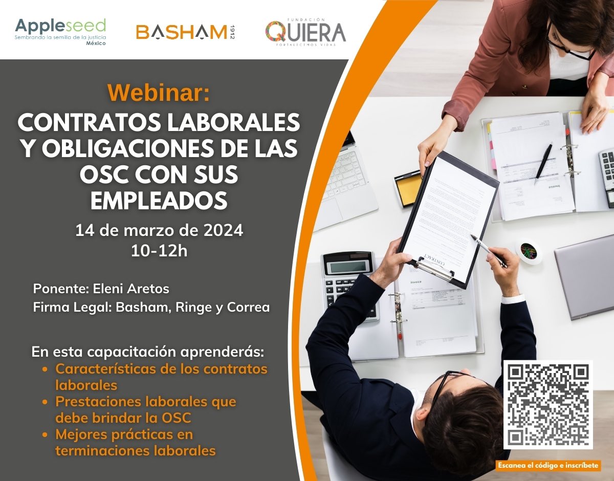 #BuenDomingo | ¿Cómo realizar los contratos laborales y cuáles son la obligaciones de las #OSC con sus empleados? Entérate este 14 de marzo 🗓️ en este #webinar 

Inscríbete 👉🏻bit.ly/3wKKq4y
Imparte: <a href="/BashamLegal/">Basham Ringe y Correa.</a> 
<a href="/FundacionQuiera/">Fundación Quiera</a>