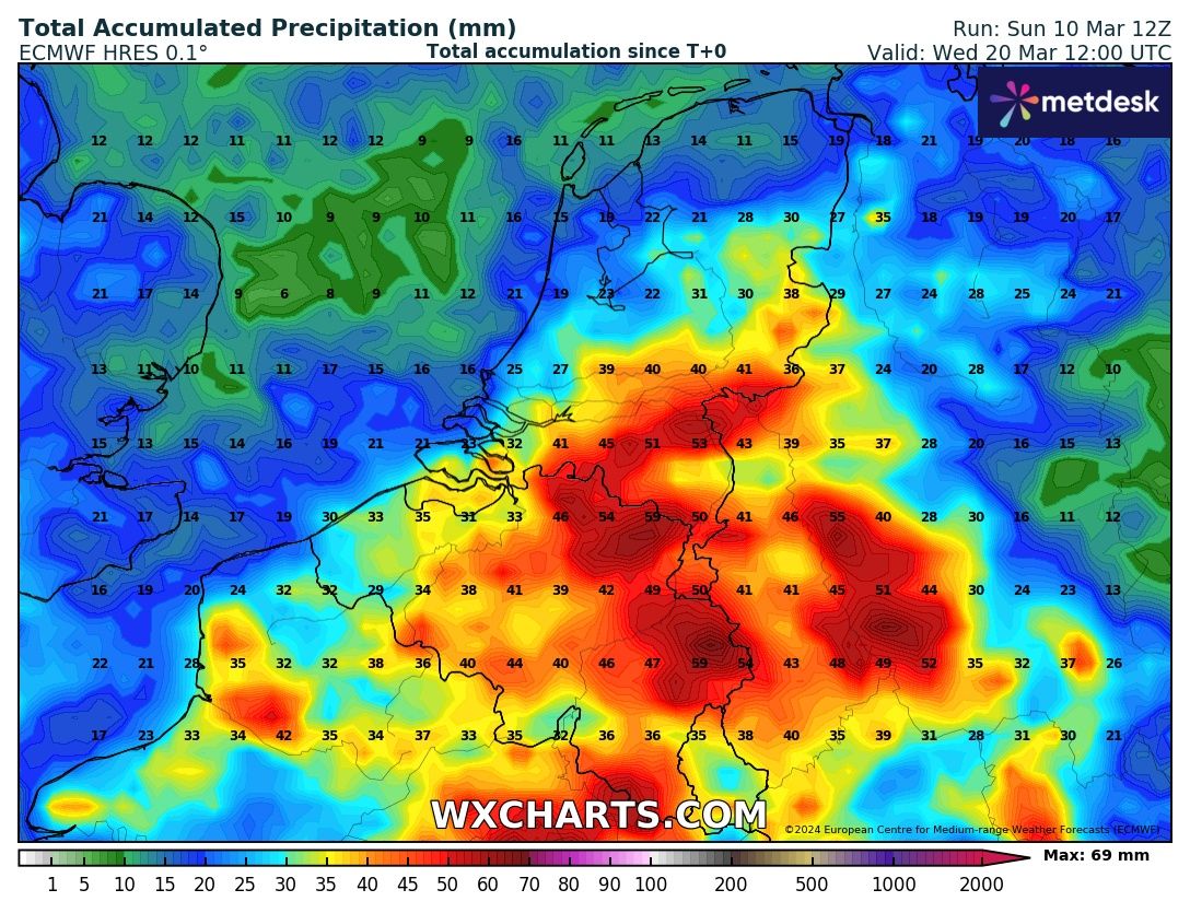 MeteoRoodescho1's tweet photo. Na een week meest droog  is het de komende tijd weer raak met opnieuw veel nattigheid https://t.co/o7nK5NG64n