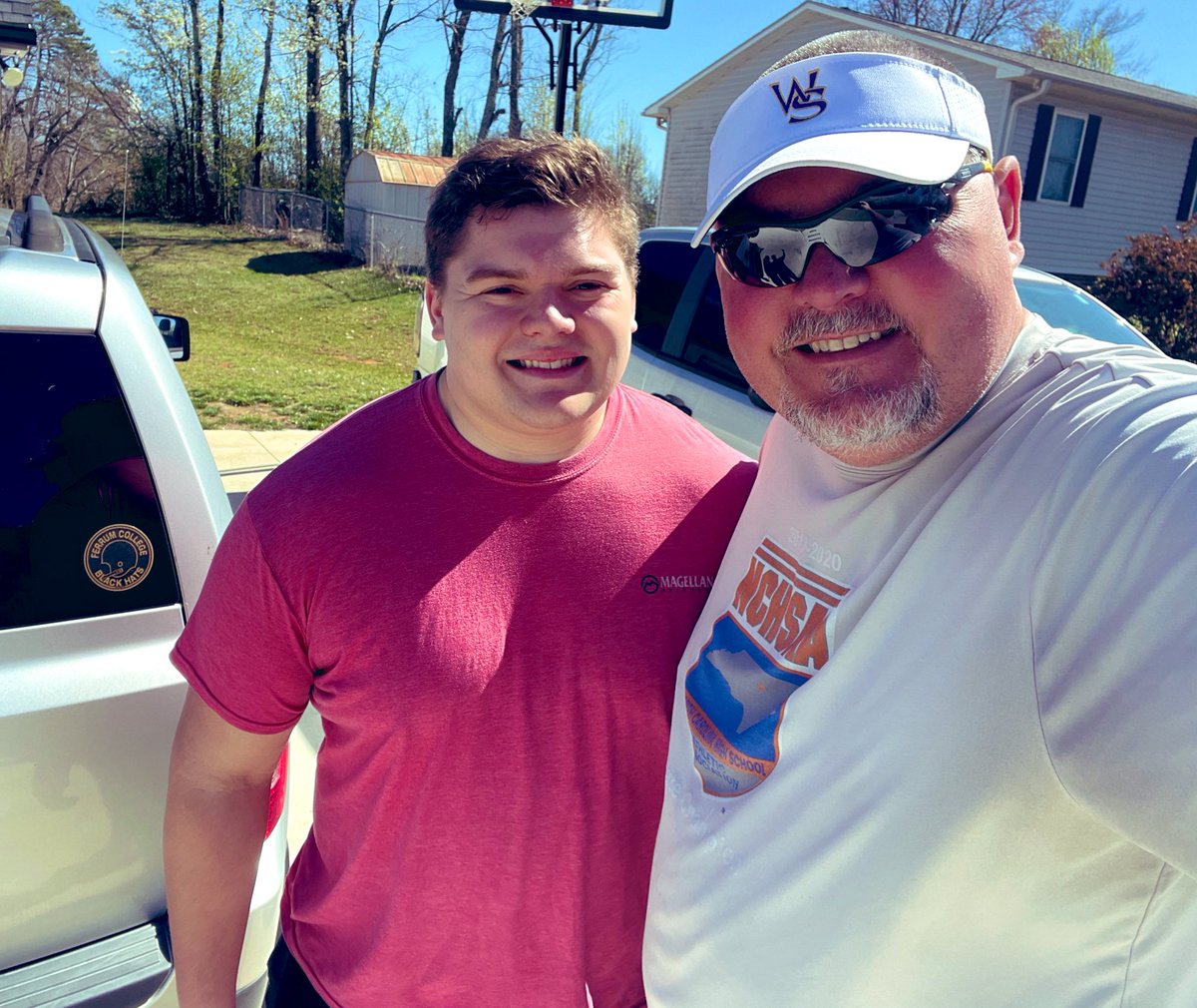 Great having this guy home this past week for spring break. Sent him back today to start up his spring ball this week and close out the semester strong. So excited to watch him continue to thrive and lead in his new surroundings. Give ‘em hell @SamWhitt_52. #BlackHats🎩 #BAM