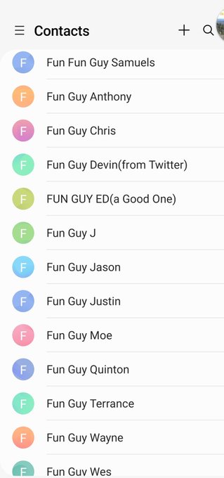 Never realized but...apparently I have a lot of "FUN GUYS" in my contacts! 😅 https://t.co/19pIB0Wxkh<a href="/tag/scarlett"class="tags"><span>#scarlett</span></a>