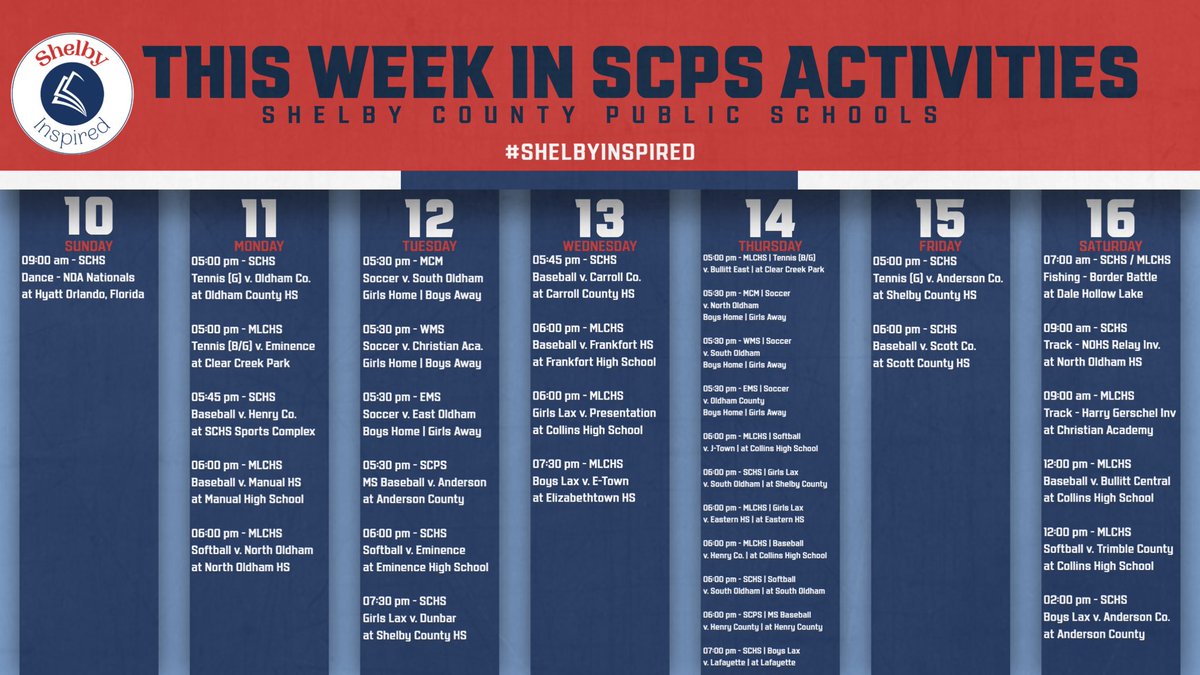 📅 | This week in SCPS Activities
#ShelbyInspired <a href="/shelbycountysch/">Shelby Co Schools Ky</a>