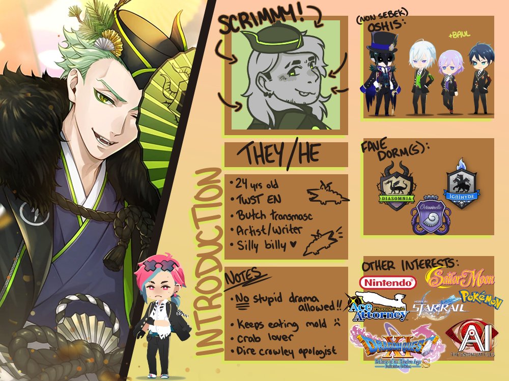 sebekcringevolt's tweet image. [#twstintro] 

updated some stuff!
hiiiii i&apos;m scrimmy, ruler of sebek zigvolt nation
