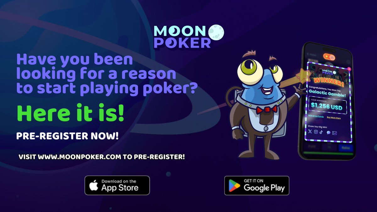 It’s meant to be!

1️⃣ You love poker
2️⃣ You love winning BIG
3️⃣ You hate wasting time

A match made in heaven 🌟

Pre-register now to save your username and secure your spot for our launch day in June! 🔐🚀

moonpoker.com

#newapp #OnlineGamingX #PokerOnline #PlayPoker