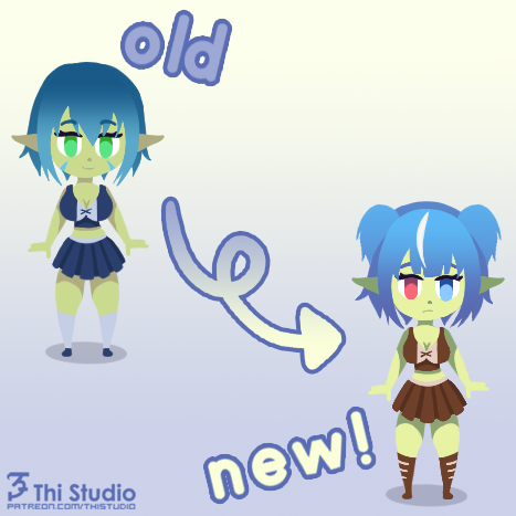 thistudiogames's tweet photo. I've redesigned the sprite for Aria, the goblin girl from Enchained Monsters. Her old design was a little washed out and I wanted her to look more dynamic and have an expression that better matches her personality. https://t.co/h6YSSgJmvJ