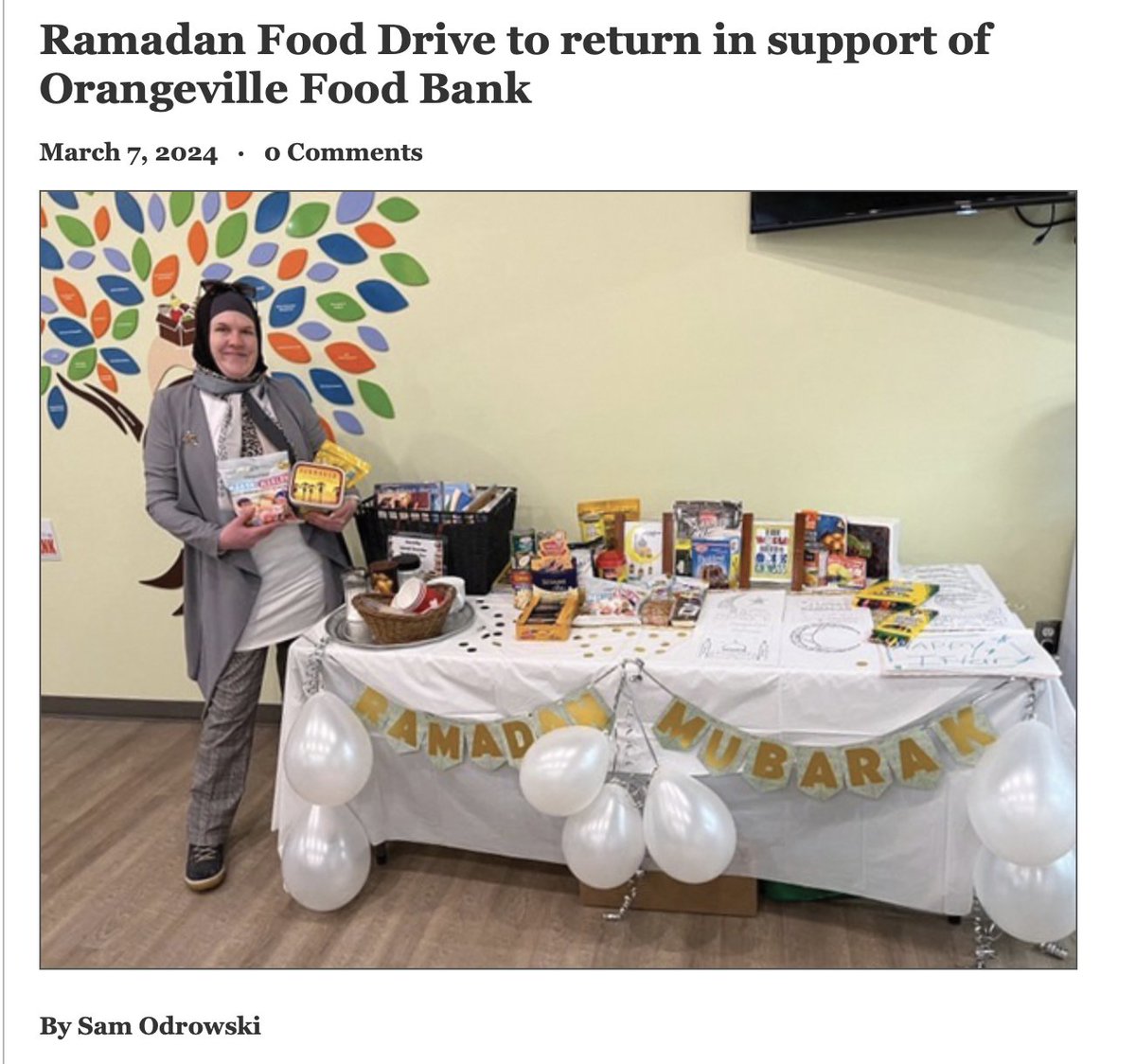 'Ramadan Food Drive to return in support of Orangeville Food Bank' - article can be found in the Orangeville Citizen both in the paper and online. Thank you Sam Odrowski for the photo and story. #Ramadan #FoodDrive #Orangeville #DufferinCounty